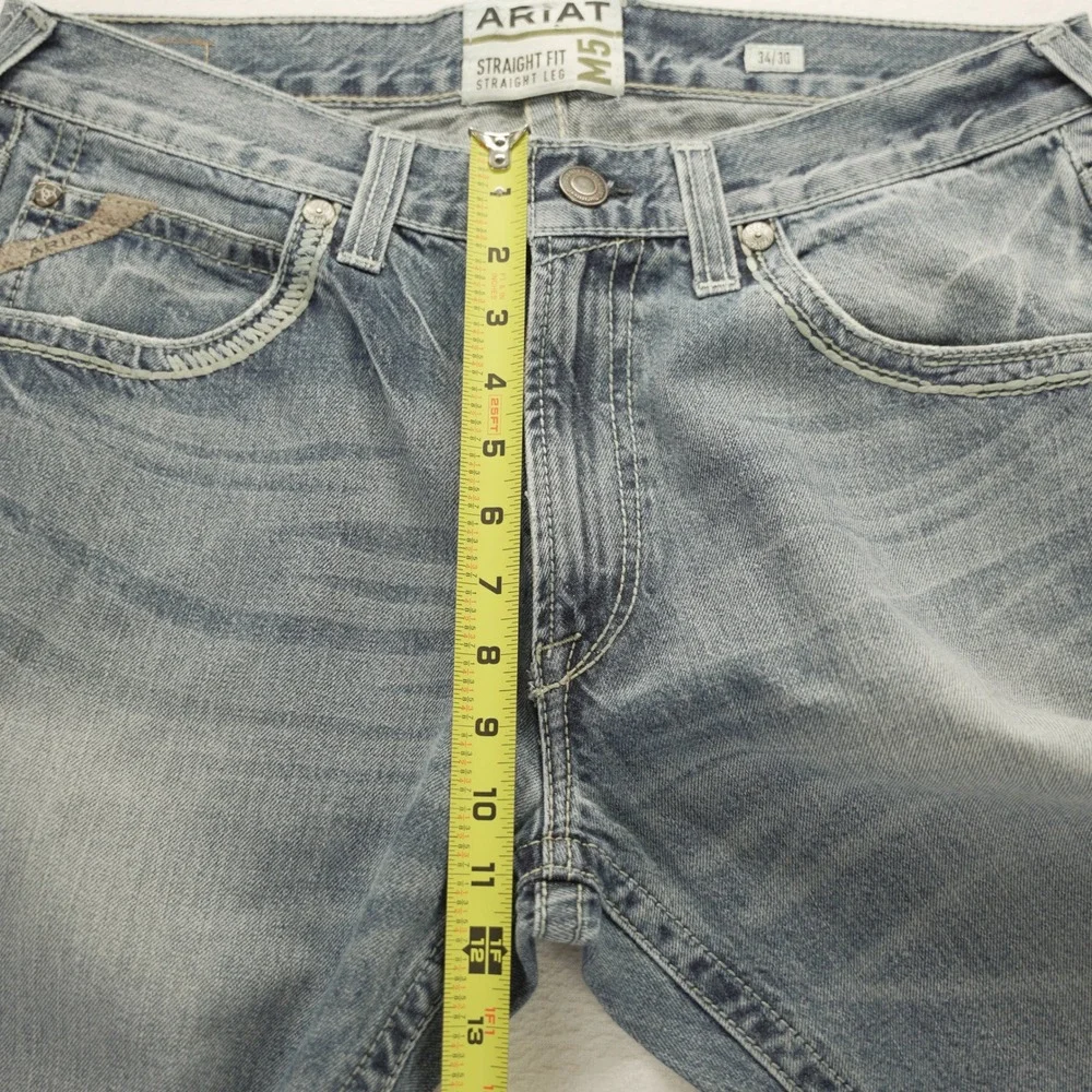 Ariat M5 Straight Fit Straight Leg Jeans Mens 34x30 Light Wash Blue Denim